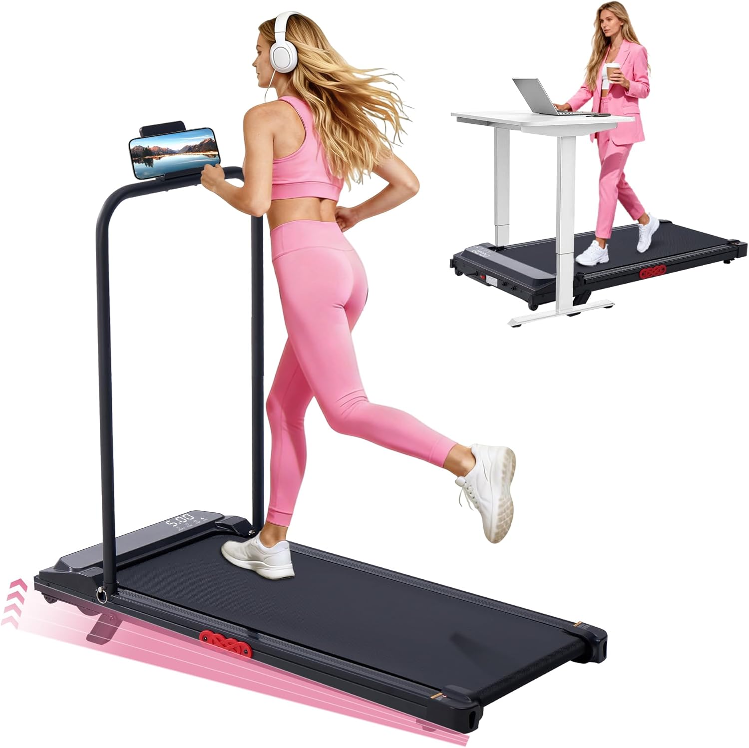 Walking Pad with Handle Bar & Incline – Powerful 3.0HP Treadmill for Small Spaces