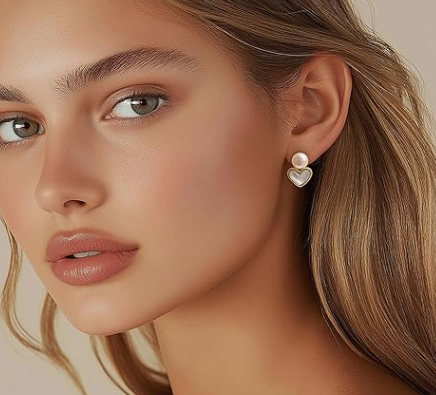 Heart-Shaped Pearl Earrings